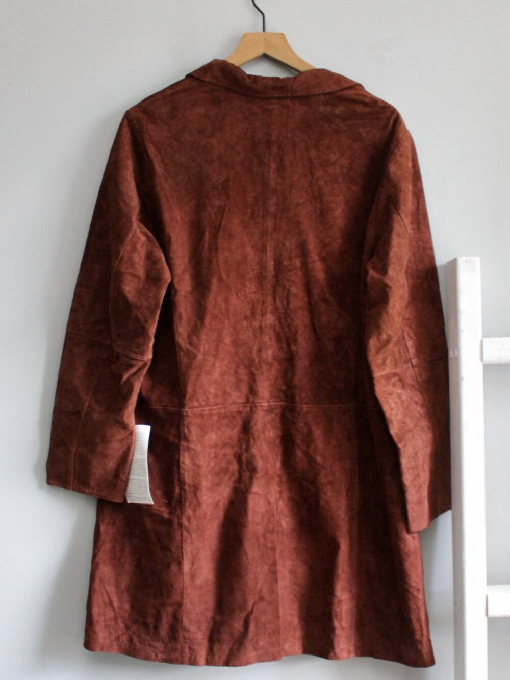 Chadwicks Chestnut Brown Genuine Suede Leather Trench Coat Women's Size 18W NWT - Picture 2 of 5